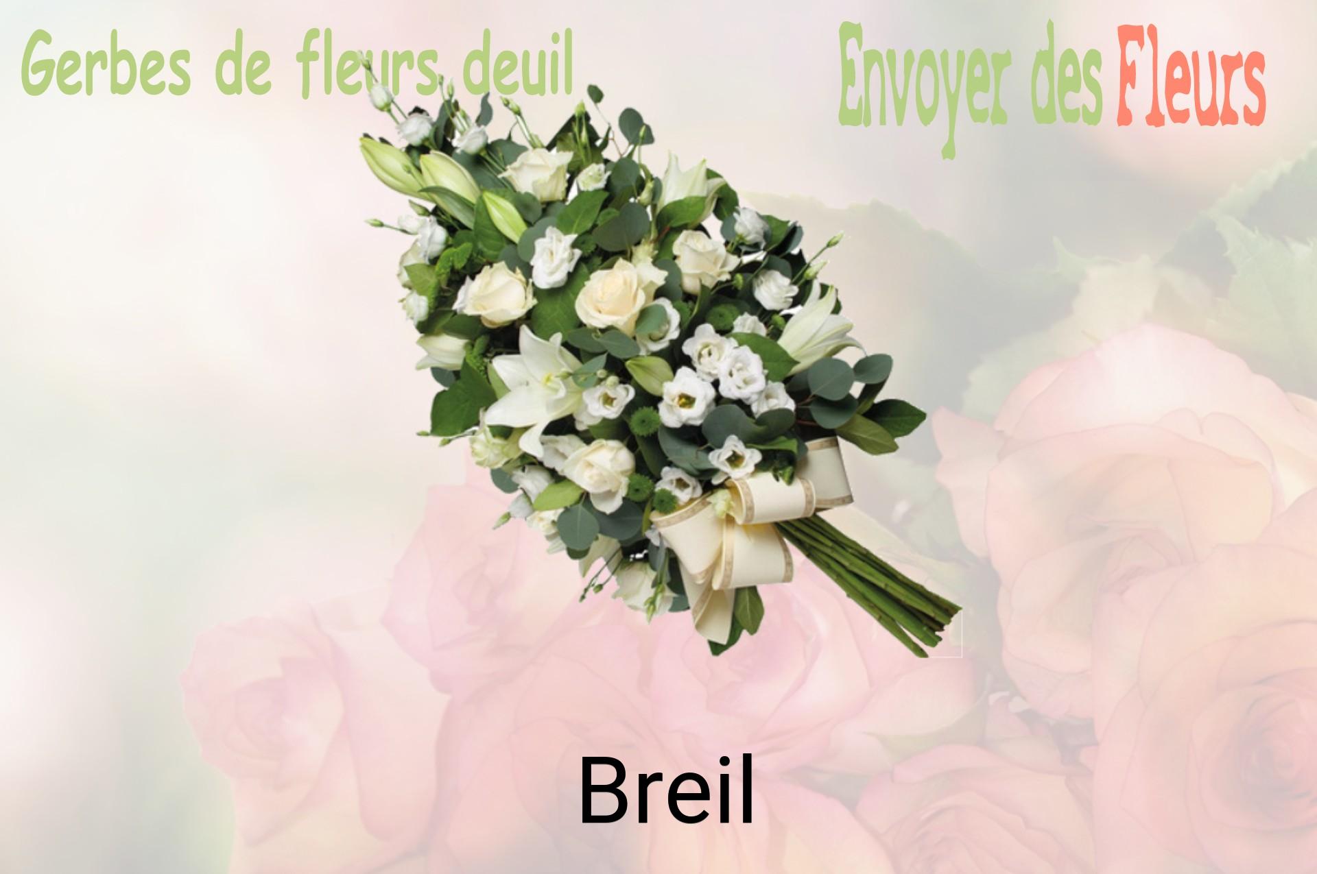 Gerbe de fleurs de deuil livrée à Breil